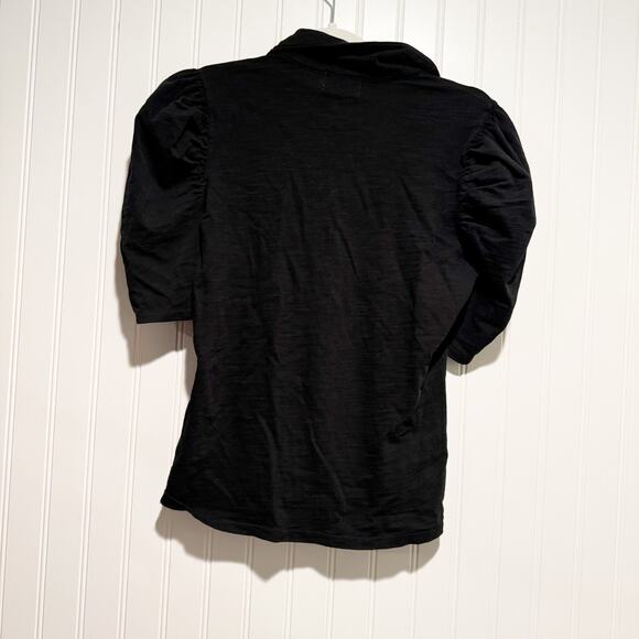 Nation LTD Ennis Work Shirt Black Snap Buttons Puff Sleeves Size XS - Picture 7 of 7